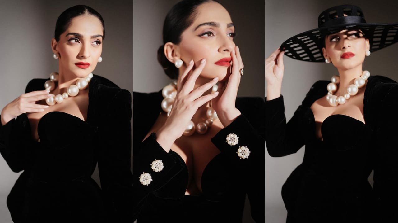 Sonam Kapoor in Tamara Ralph's black timeless couture piece