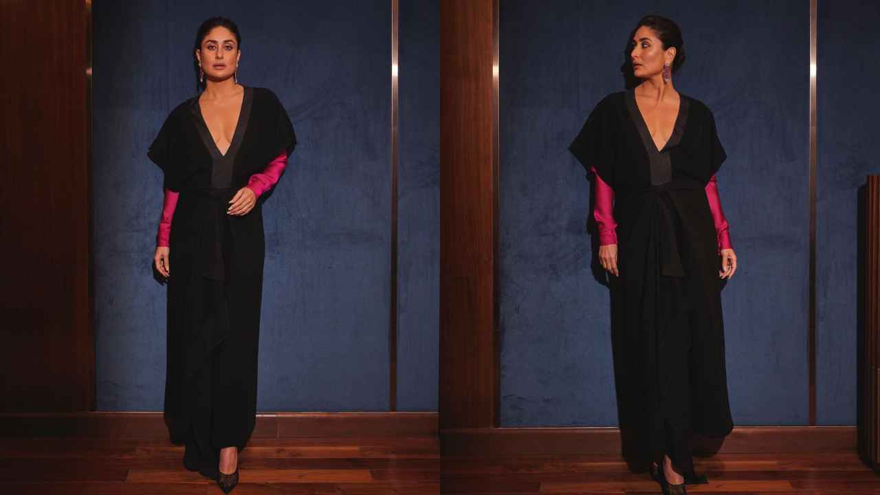 Kareena Kapoor Khan bewitches in Rajesh Pratap Singh’s kaftan gown with pink sleeves and statement earrings