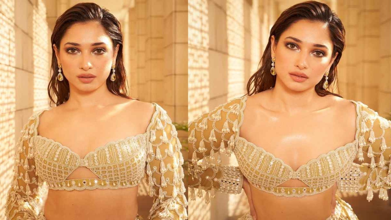 Tamannaah-Bhatia-vvani-vani-vats-bralette-modernized -lehenga-pearl-style-fashion