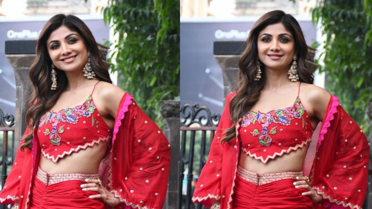 The stunning and talented Shilpa Shetty turned heads with her impressive fashion sense in the red ensemble. (PC: Viral Bhayani)
