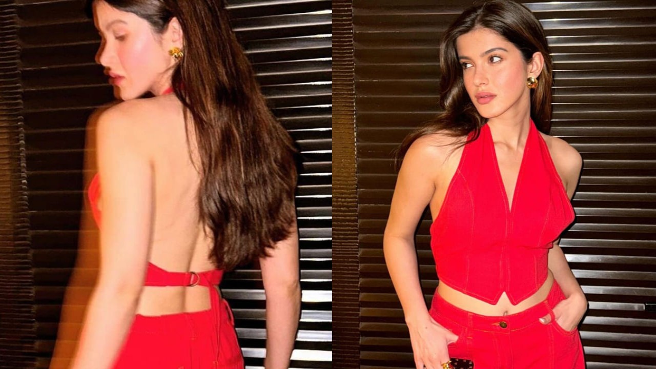 Shanaya Kapoor steals the show in crimson red top and pants. (PC: Shanaya Kapoor Instagram)