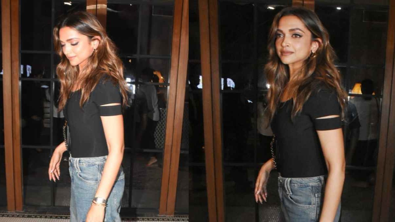 Deepika Padukone teams her beige coat and baggy pants with a Louis