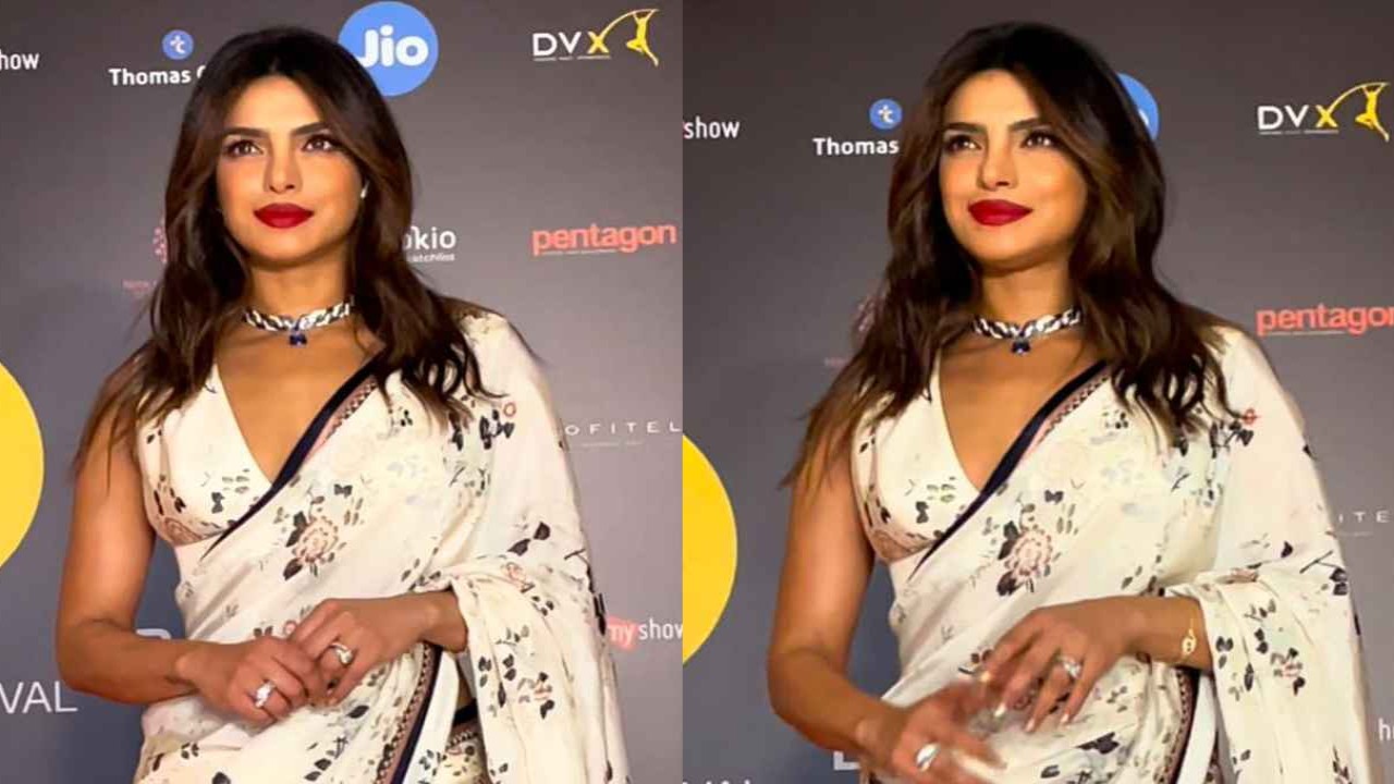 priyanka-chopra-jonas-desi-girl-saree-black-white-statement-accessories-style-fashion