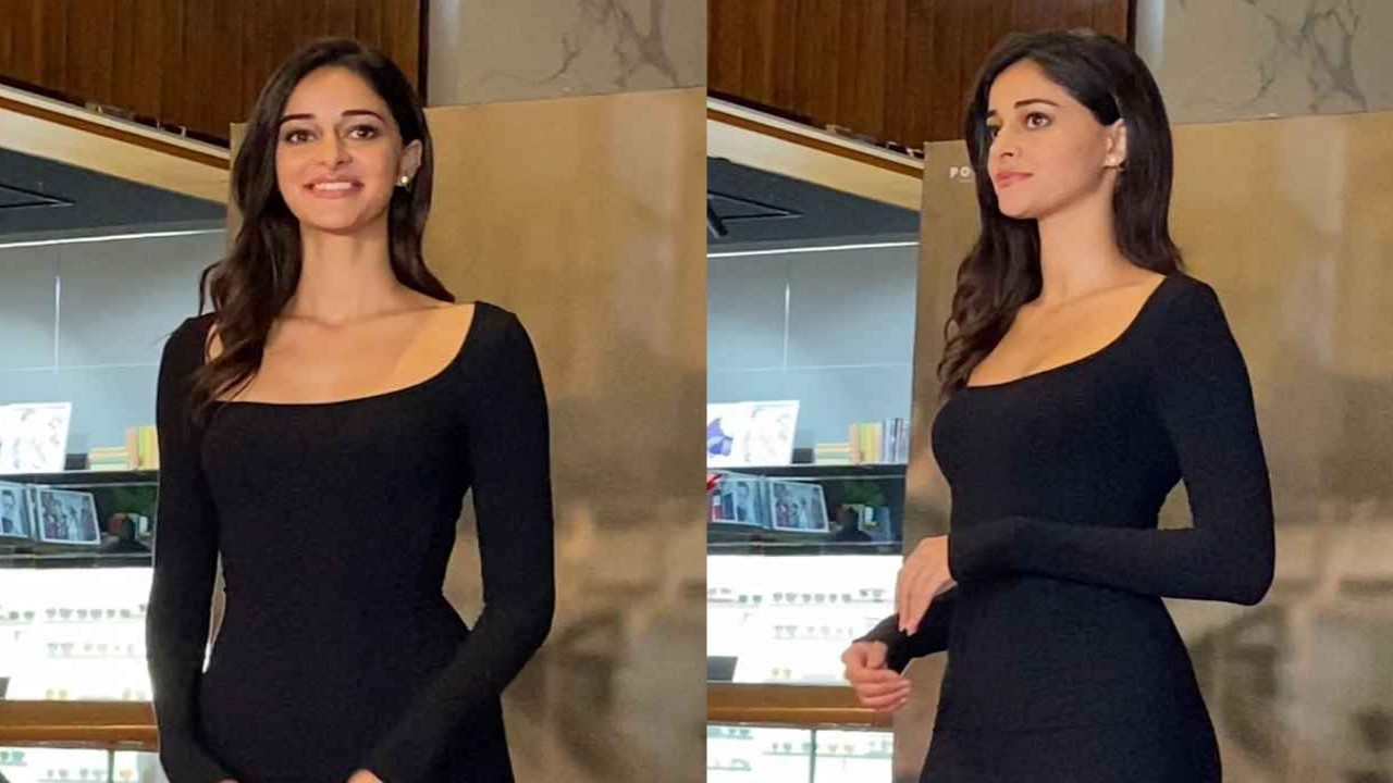 Ananya-Panday-dream-girl-2-black-bodycon-long-dress-style-fashion