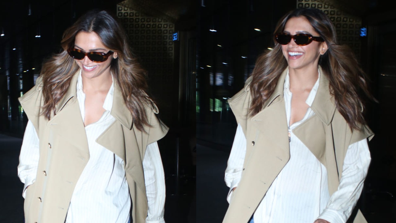Deepika Padukone looks stunning in a beige trench coat and high ankle boots at the airport. (PC: Viral Bhayani)