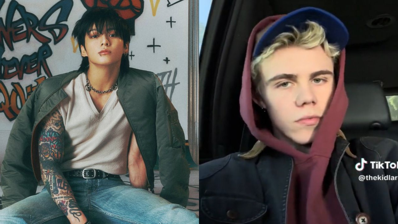 JUNGKOOK DO BTS, O KID LAROI;  Crédito: BIGHIT MUSIC, TikTok oficial de The Kid LAROI