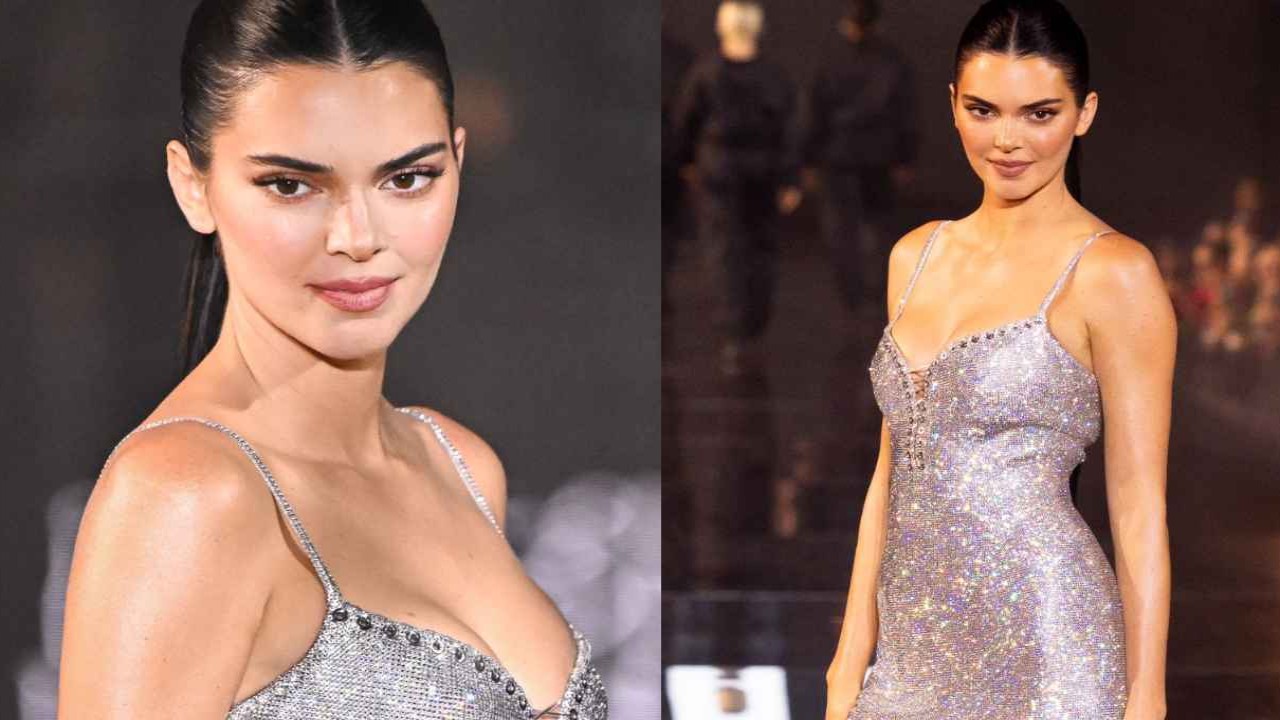 Kendall Jenner’s ethereal handmade custom Ludovic de Saint Sernin gown shines with 1,50,000 Swarovski crystals (PC: Getty Images) kendall-jenner-loreal-paris-fashion-week-Ludovic-de-Saint-Sernin-Swarovski-style-fashion
