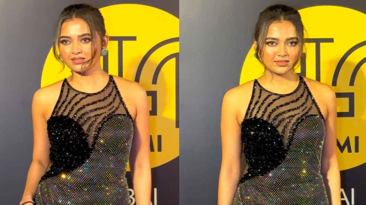 Tejasswi-Prakash-black-silver-gown-elegant-shimmery-cut-out-sexy-hot-style-fashion