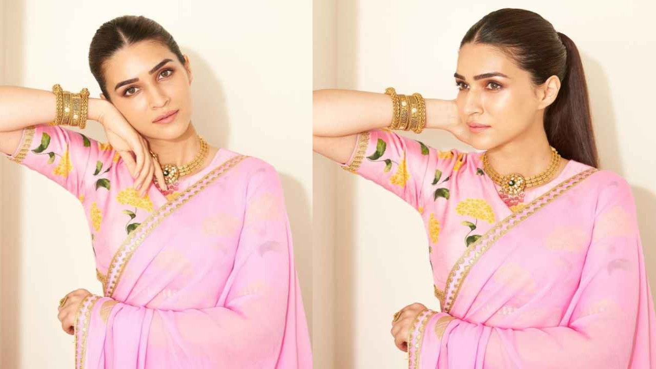 kriti-sanon-ganapath-masaba-gupta-ethnic-wear-pink-saree-style-fashion