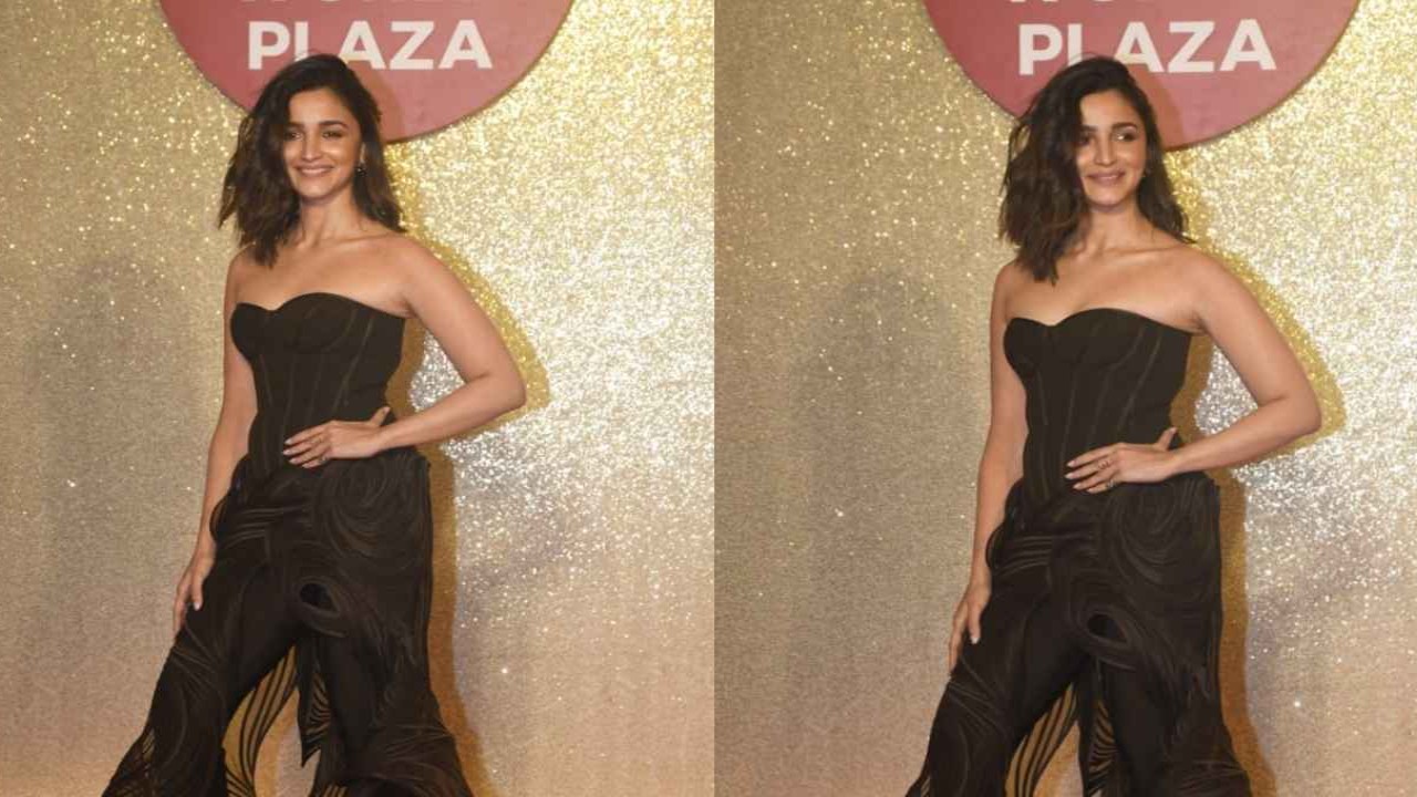 Alia-Bhatt-ambanis-mumbai-Gaurav-gupta-black-gown-corset-luxury-style-fashion