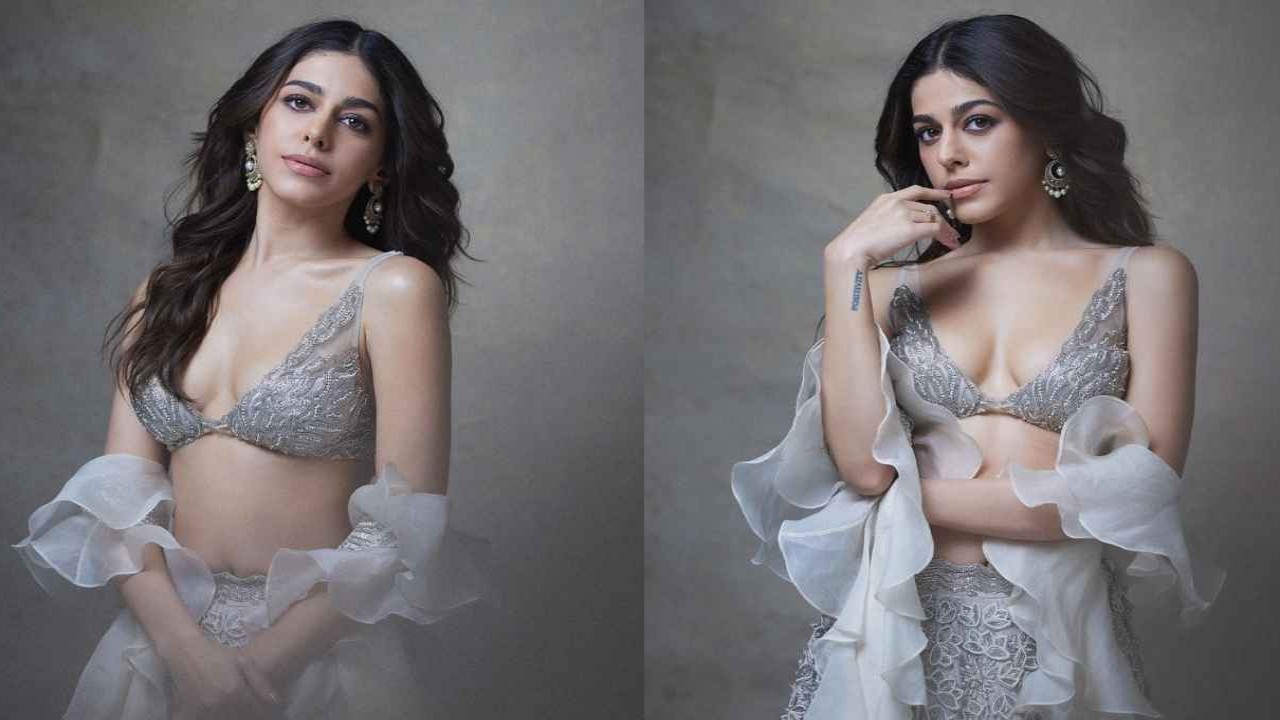 Alaya F teams her embellished Diwali party lehenga with a sultry bralette and ruffled dupatta (PC: Alaya F Instagram, Viral Bhayani) Alaya F, Diwali, Diwali 2023, Disha Patil, Style, Fashion