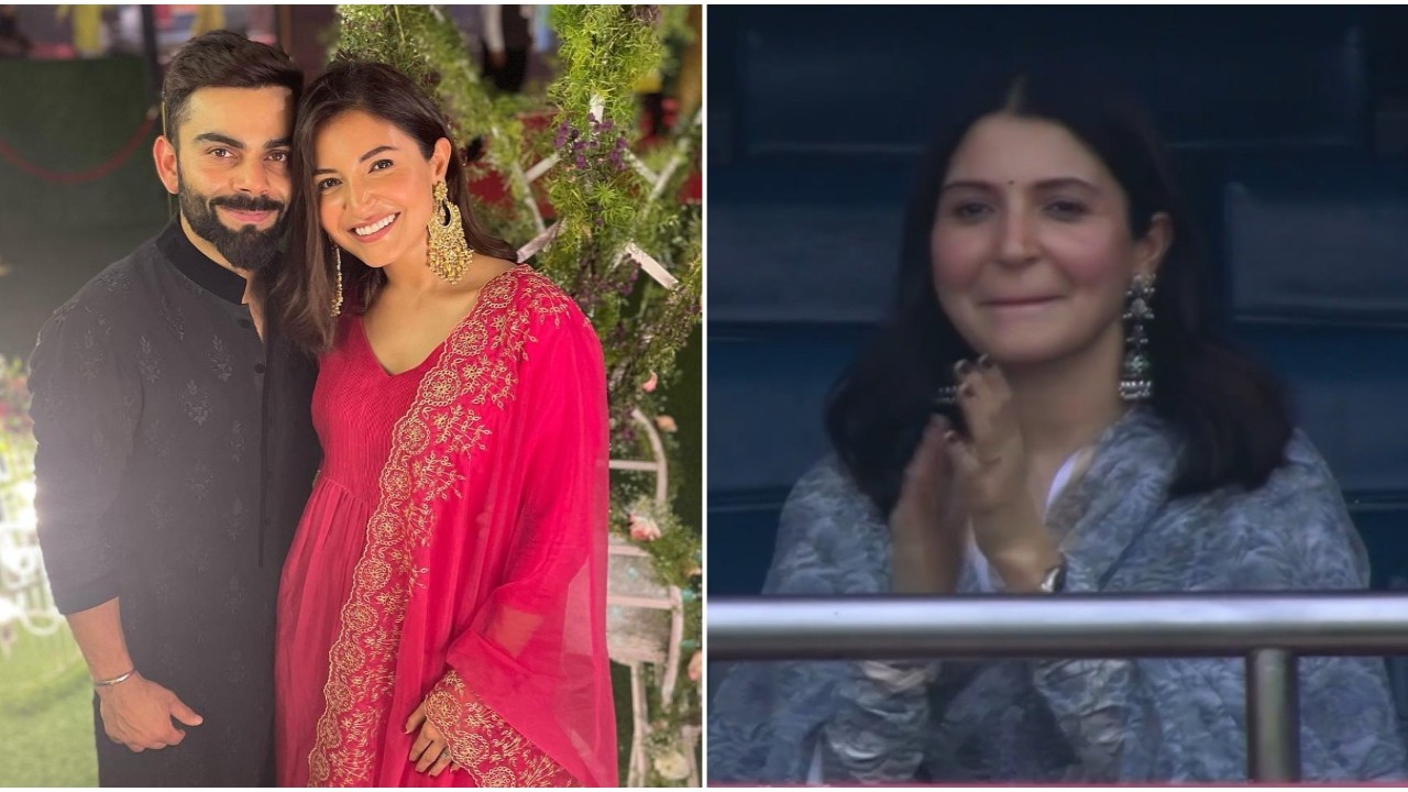 Anushka Sharma schittert in etnische stijl;  Proost voor Virat Kohli in de WK-wedstrijd tussen India en Nederland op Diwali