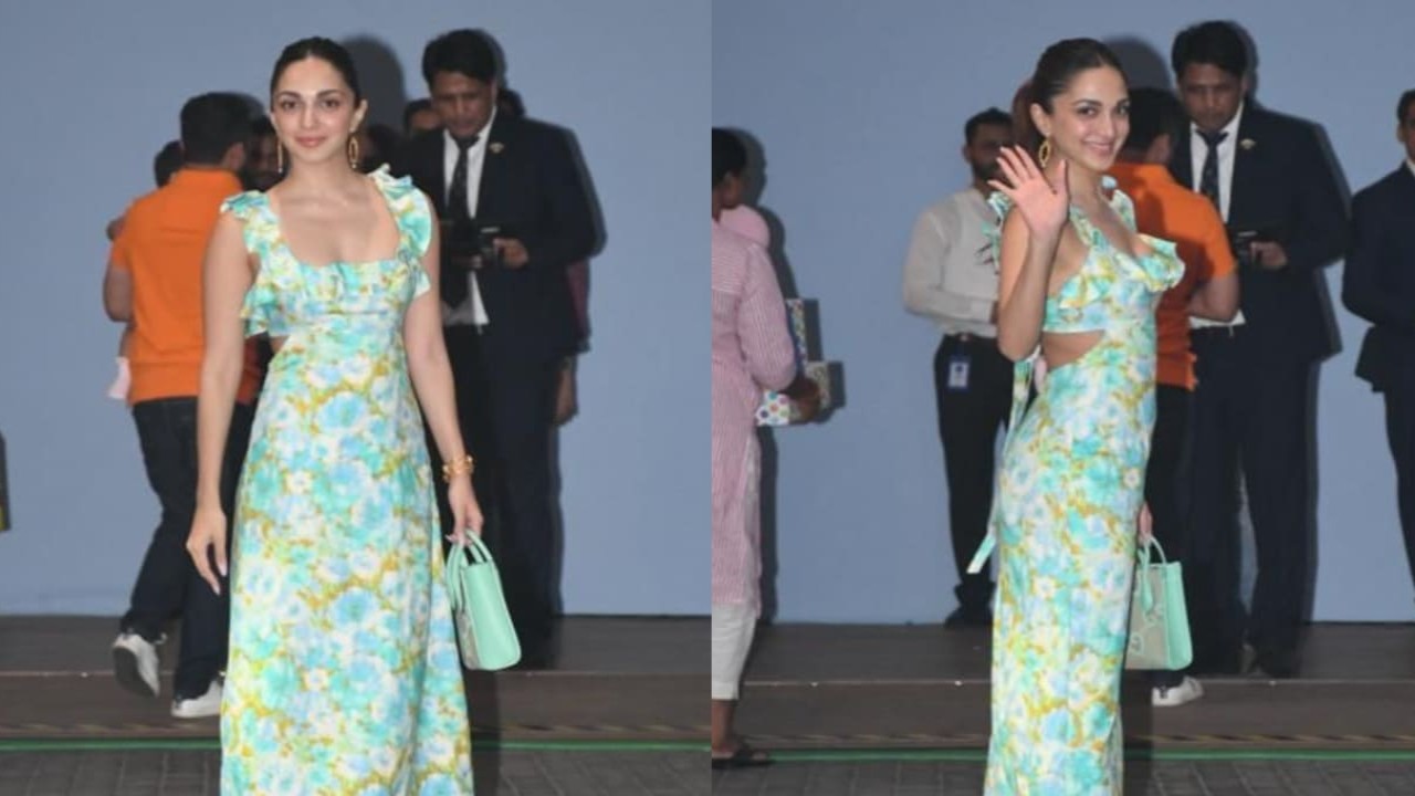 The stunning actress Kiara Advani sports a casual look wearing the blue midi dress. (PC: Viral Bhayani) Kiara Advani style fashion