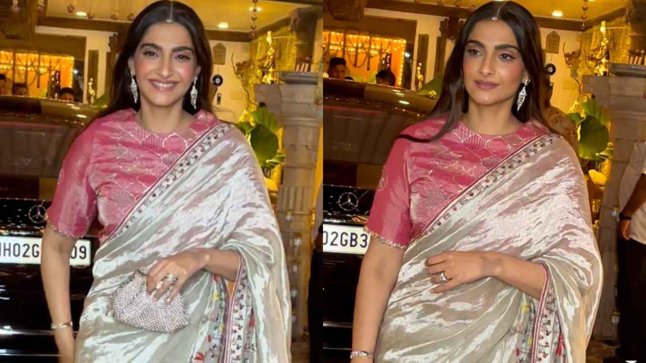 Sonam Kapoor Ahuja’s extravagant and regal elegance: The ivory saree that stole the show (PC: Viral Bhayani, Sonam Kapoor Instagram)