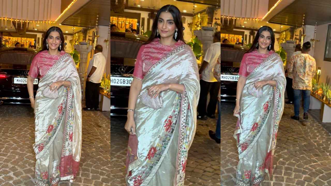 Sonam Kapoor Ahuja’s extravagant and regal elegance: The ivory saree that stole the show (PC: Viral Bhayani, Sonam Kapoor Instagram)