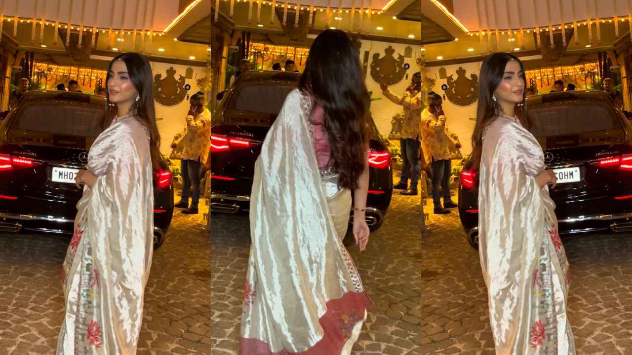 Sonam Kapoor Ahuja’s extravagant and regal elegance: The ivory saree that stole the show (PC: Viral Bhayani, Sonam Kapoor Instagram)