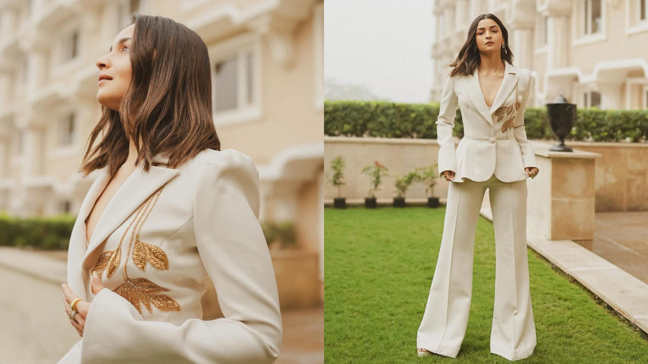 Alia Bhatt exudes formal wear vibes in white blazer set