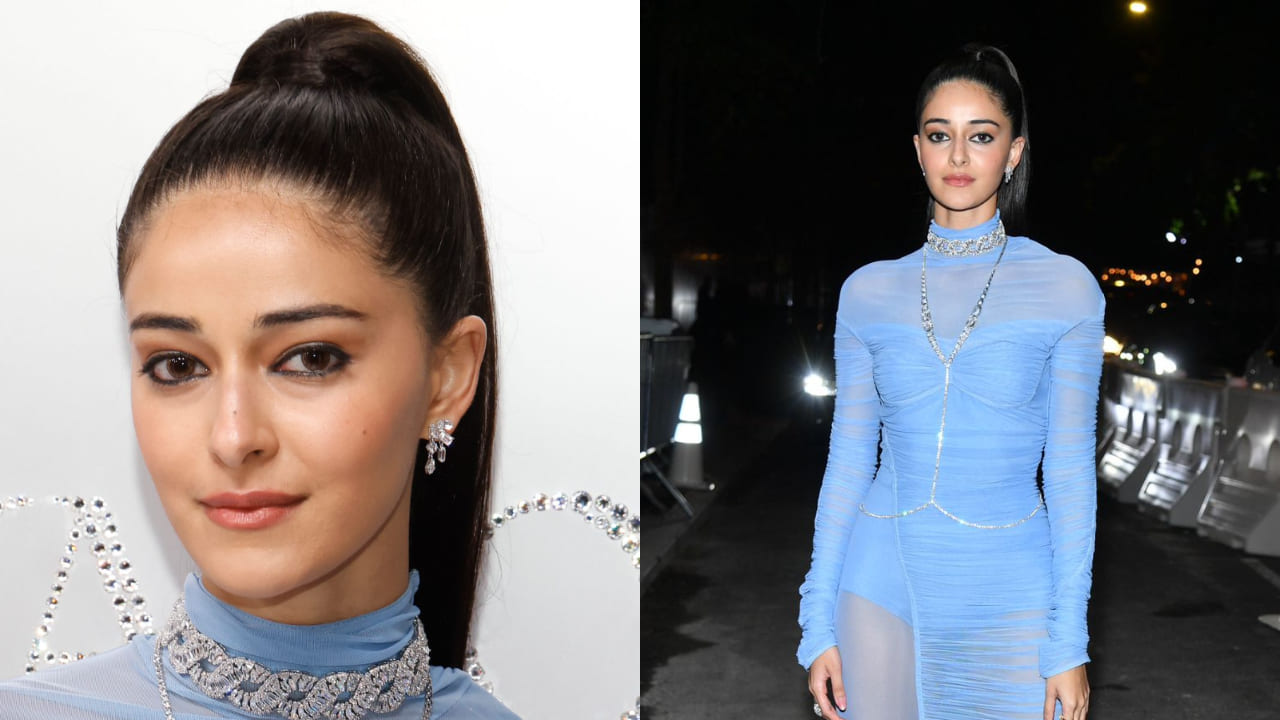 Ananya Panday in blue bodycon fit