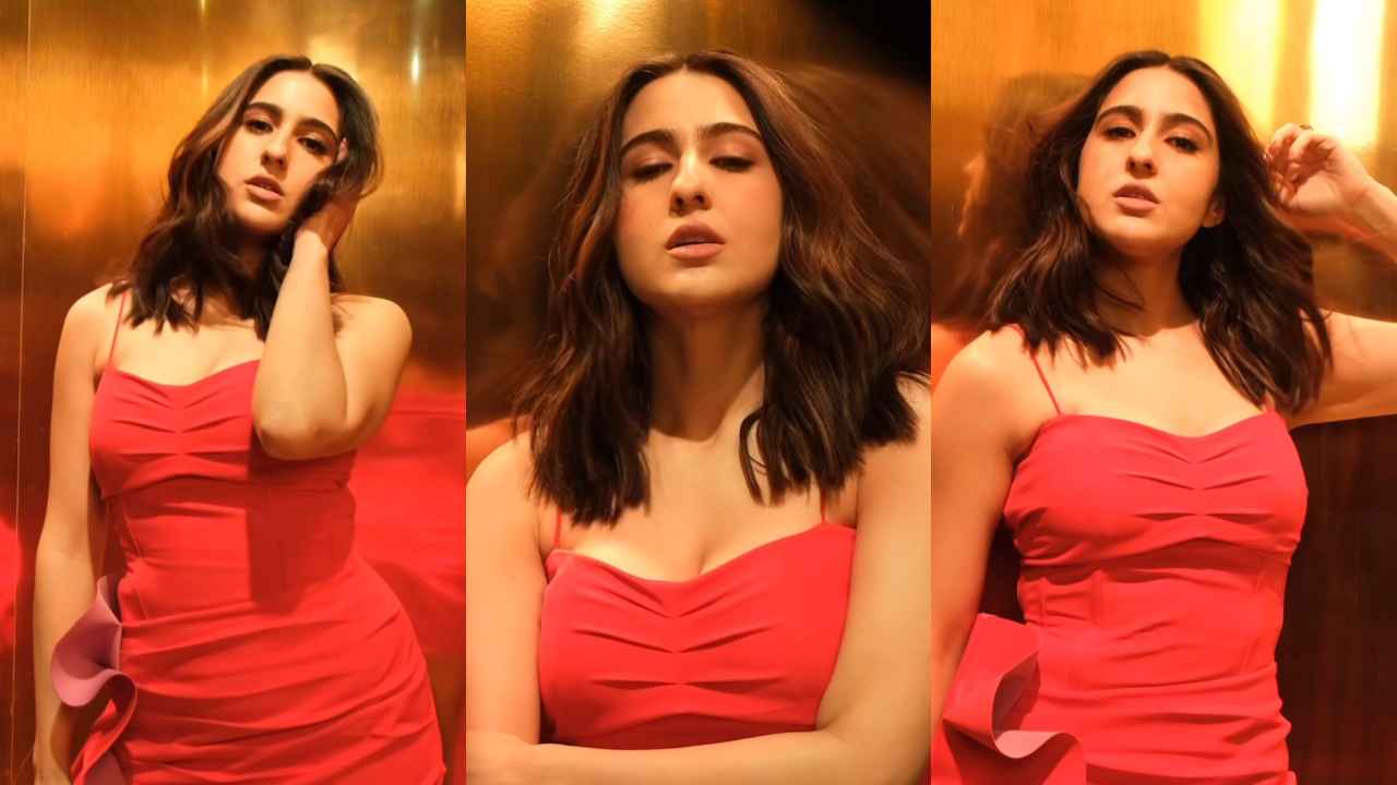 Sara Ali Khan is radiant in stand-out red mini-dress with fun and flirty touch of pink ruffles (PC: Sara Ali Khan Instagram)