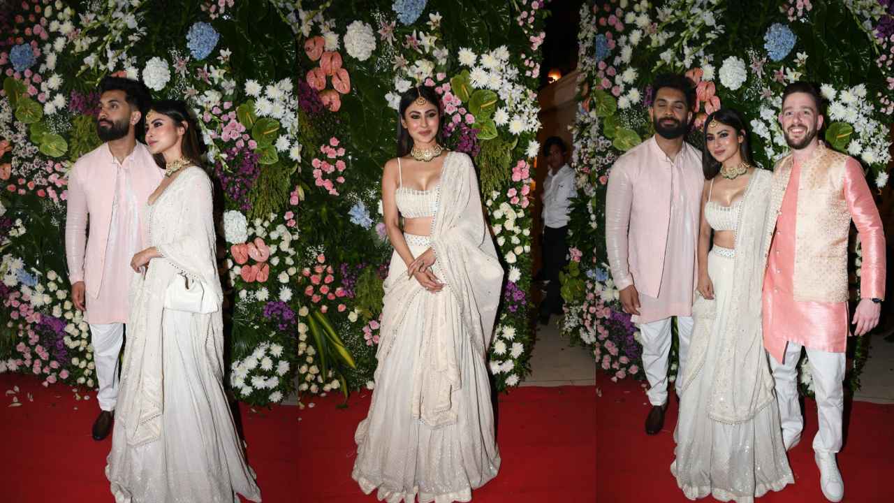  Mouni Roy pulls off a slinky ivory lehenga that's perfect for your BFF's wedding (PC: Viral Bhayani)