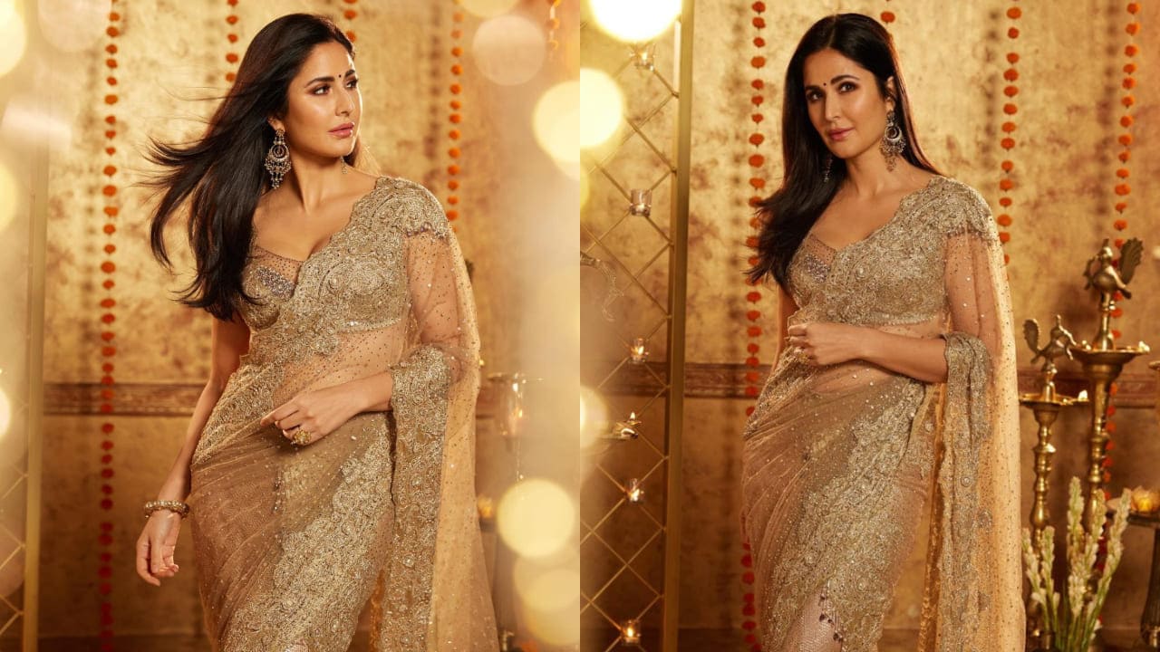 Katrina Kaif's 2023 Diwali style in golden saree
