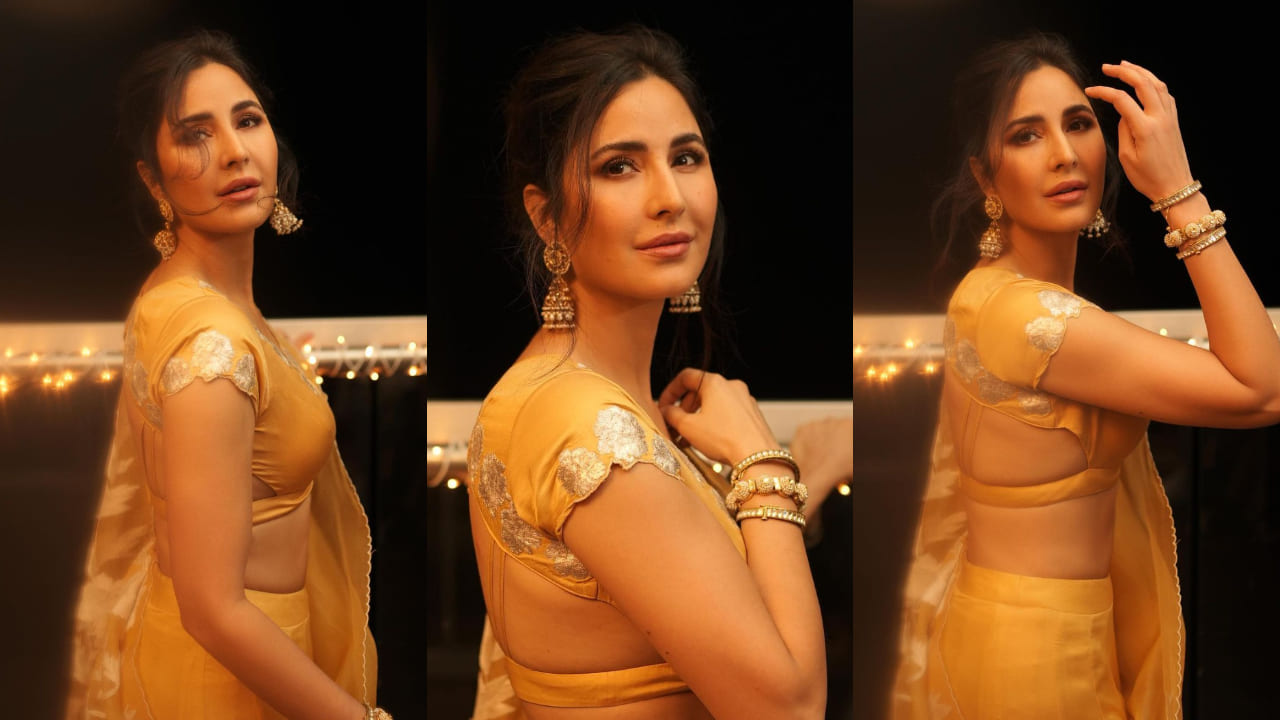 Katrina Kaif in mango yellow lehenga Diwali look