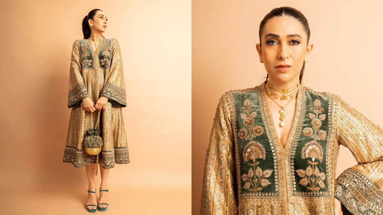 Karisma Kapoor in anarkali kurta look at Sonam Kapoor's party