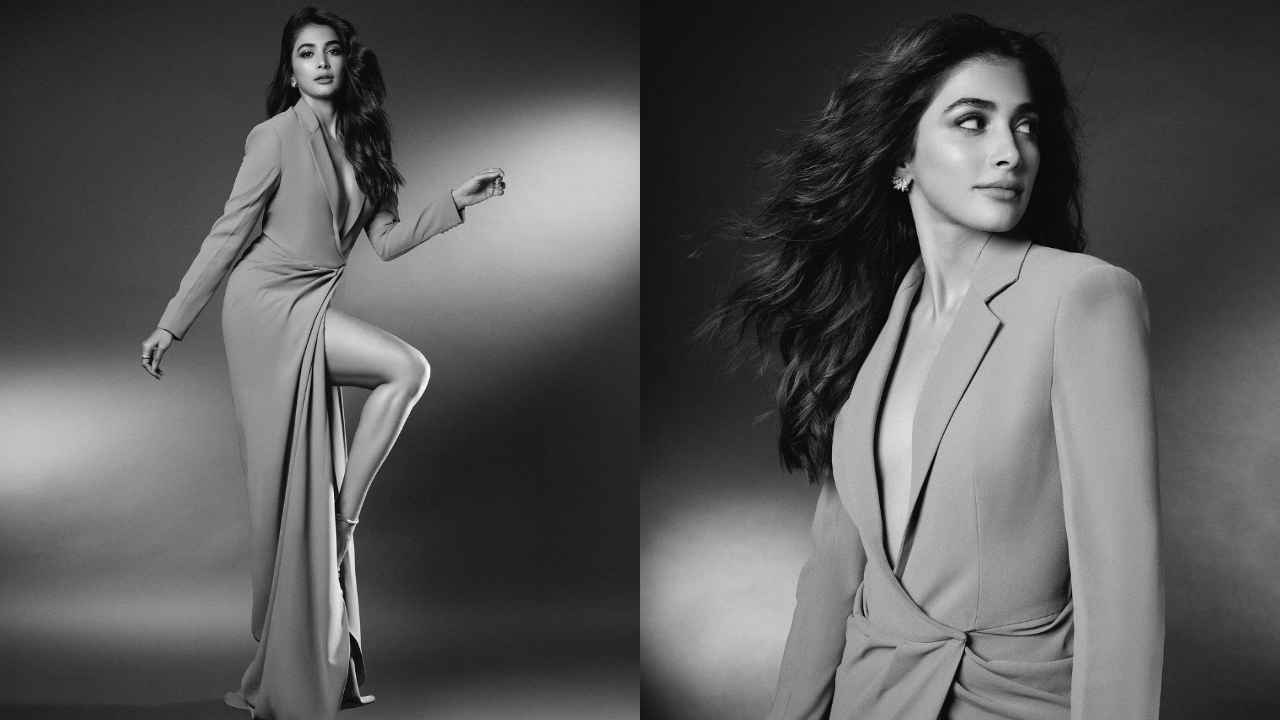 Pooja Hegde serves hotness with a side of minimalism in nude suit dress with a sultry feminine drape