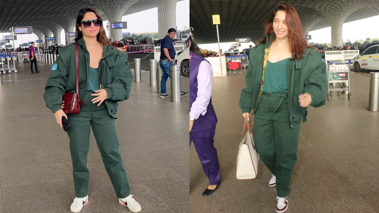Tamannaah Bhatia in dark green co-ord airport look before and now