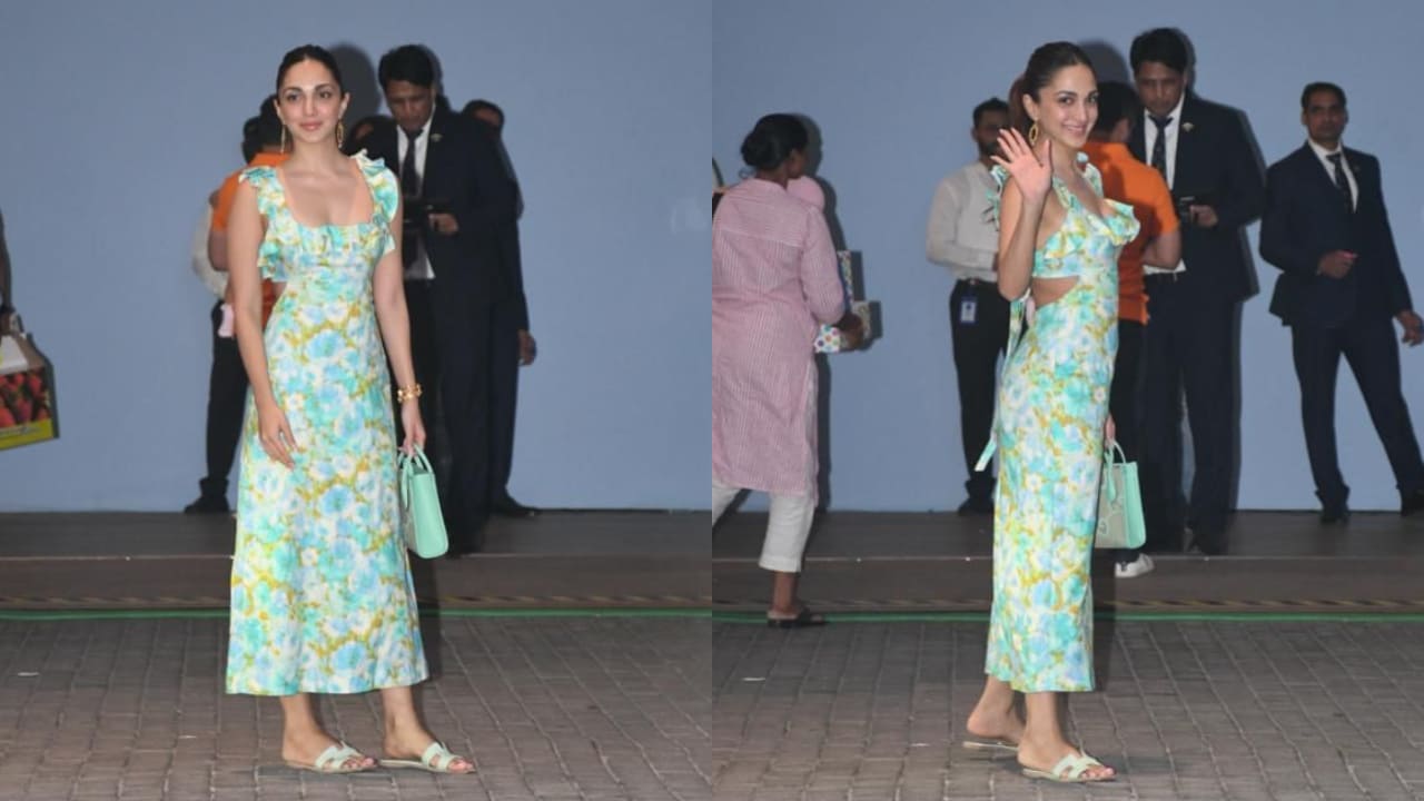 Kiara Advani blue floral-casual midi dress look