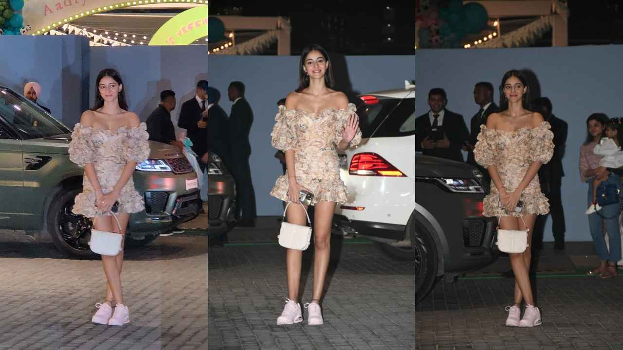 Ananya Panday SLAYS in a timeless spring-inspired mini-dress; her over 1 lakh Versace bag is hard to miss (PC: Viral Bhayani)