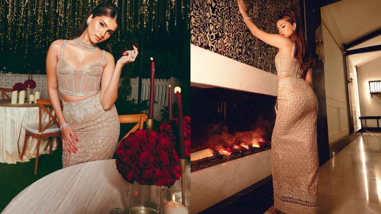 Tara Sutaria merges old school glamour with sparkly modern silhouette in Faraz Manan couture