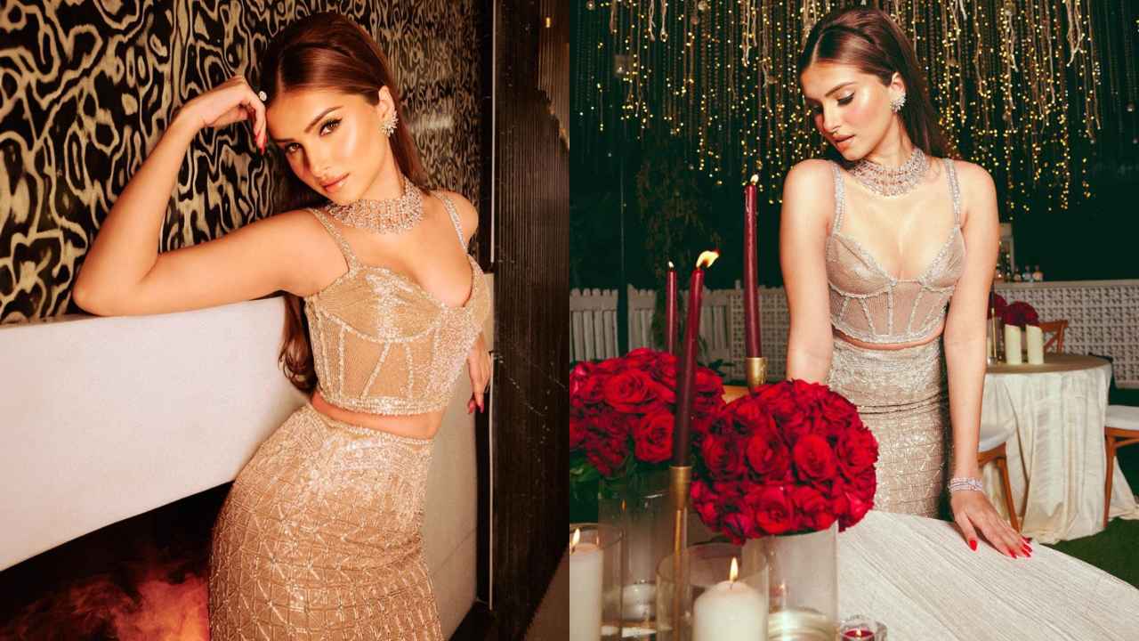 Tara Sutaria merges old school glamour with sparkly modern silhouette in Faraz Manan couture