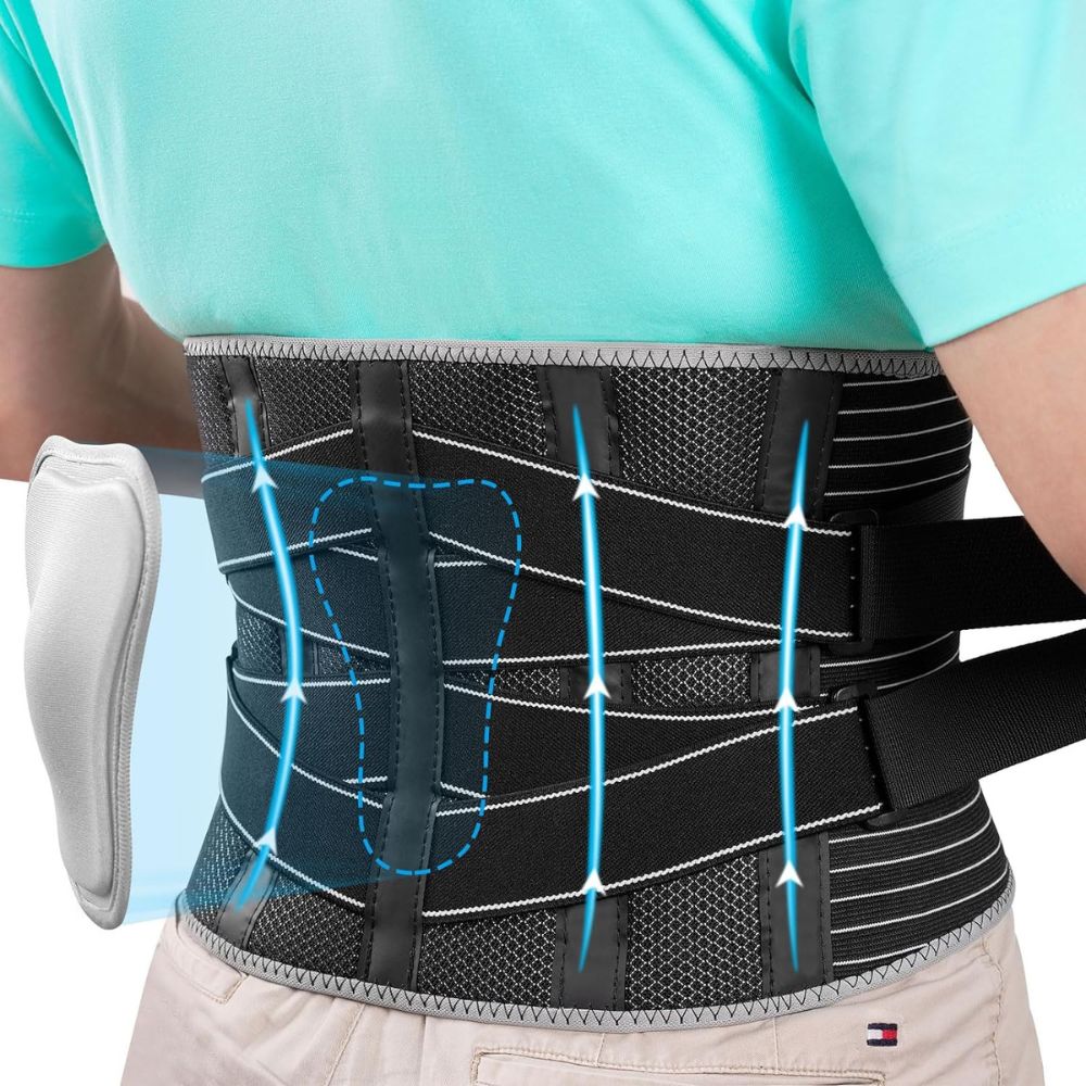 AllyFlex Sports Back Braces for Lower Back Pain Lumbar Support Belt - 3D Knit Reinforced Long-Lasting Compression Breathable Slim Fit for Women and