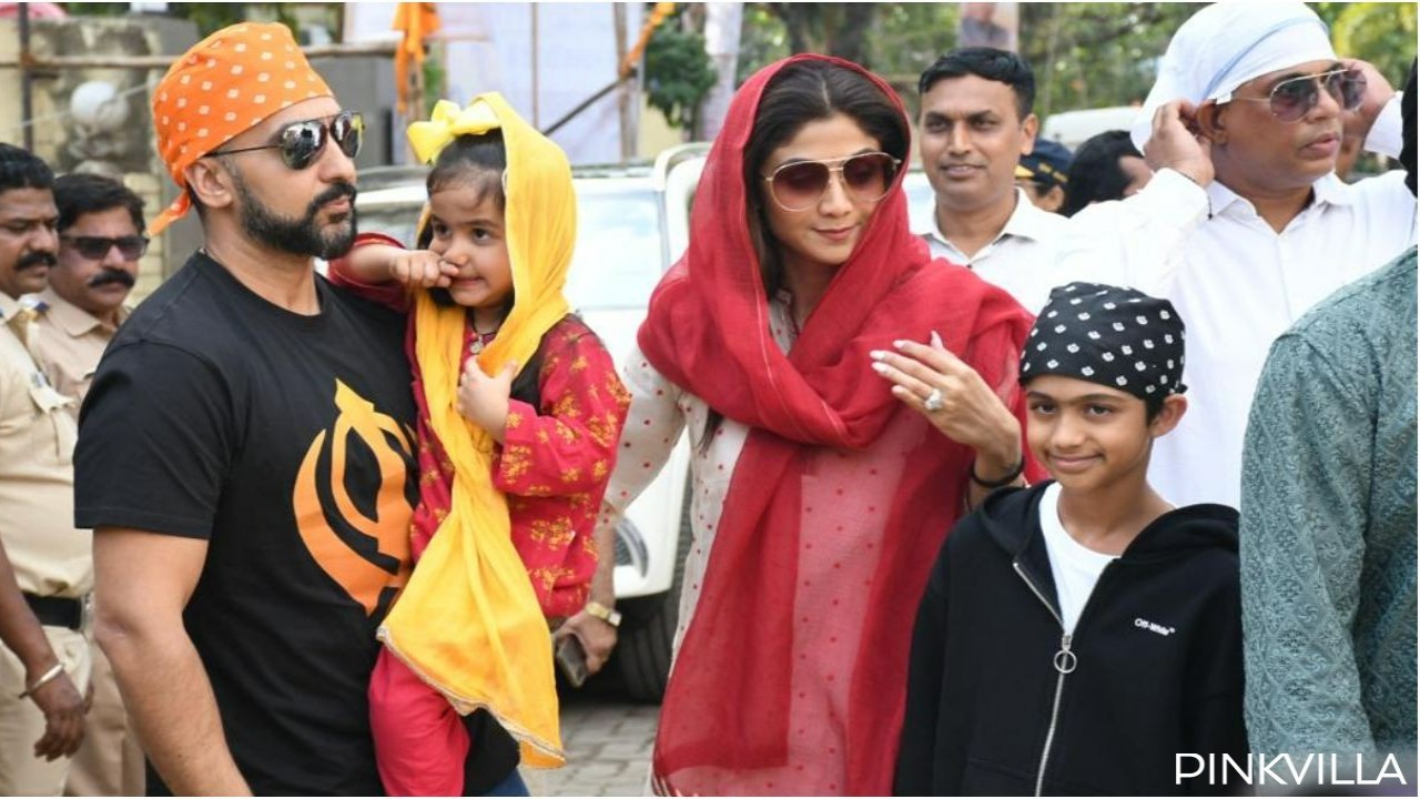 Shilpa Shetty-Raj Kundra visit gurudwara with kids Samisha-Viaan on Guru Nanak Jayanti