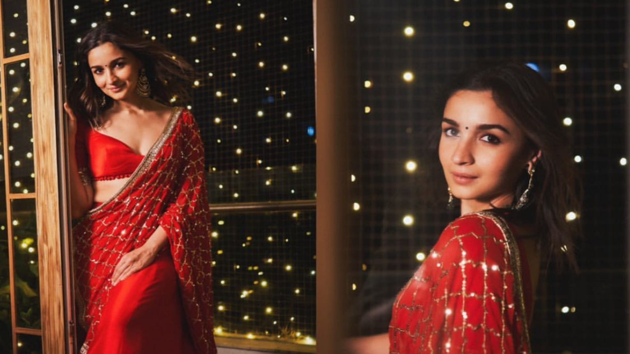 Alia Bhatt red lehenga look Diwali 2023