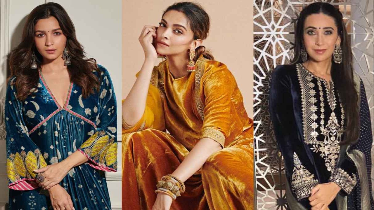 Deepika Padukone, Alia Bhatt, Kajol, Karisma Kapoor, Shehnaaz Gill, Velvet suits, ethnic, wedding, Style, Fashion