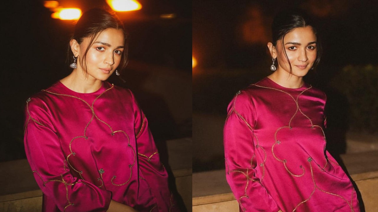 Alia Bhatt's ethereal ethnic clothing guide, showing the appeal of pink satin kurta set. (PC: Priyanka Kapadia Badani Instagram) Alia Bhatt style fashion