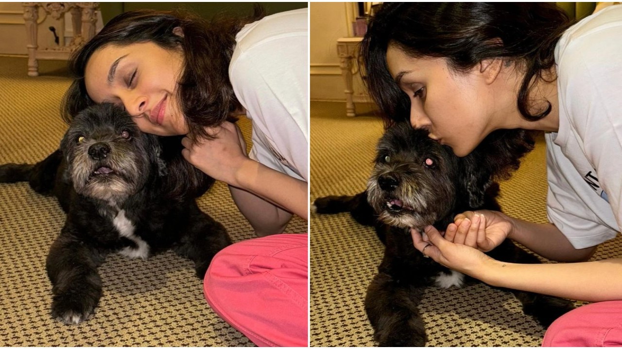 Shraddha Kapoor spends adorable moments with her doggo 'little boye' Shyloh before outdoor shoot; PICS