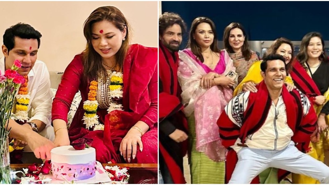 Newlyweds Randeep Hooda-Lin Laishram blend culture and custom in new PICS, cut cake post griha pravesh
