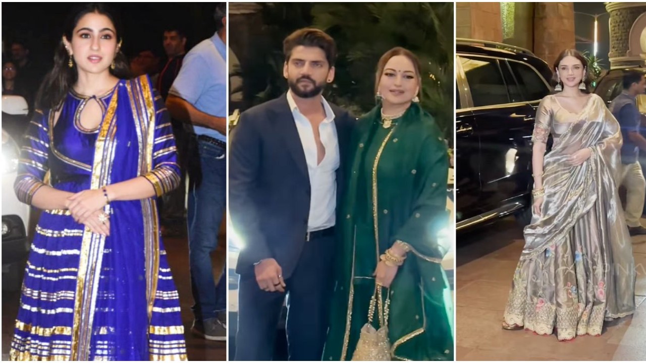 WATCH: Sara Ali Khan, Sonakshi Sinha, Aditi Rao Hydari dazzle in style at Sharmin Segal-Aman Mehta's reception - PINKVILLA