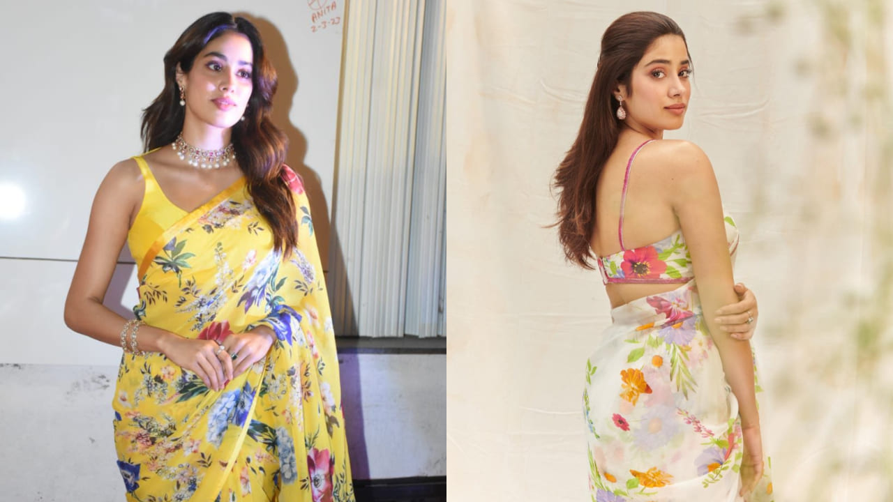 Janhvi Kapoor in floral saree looks