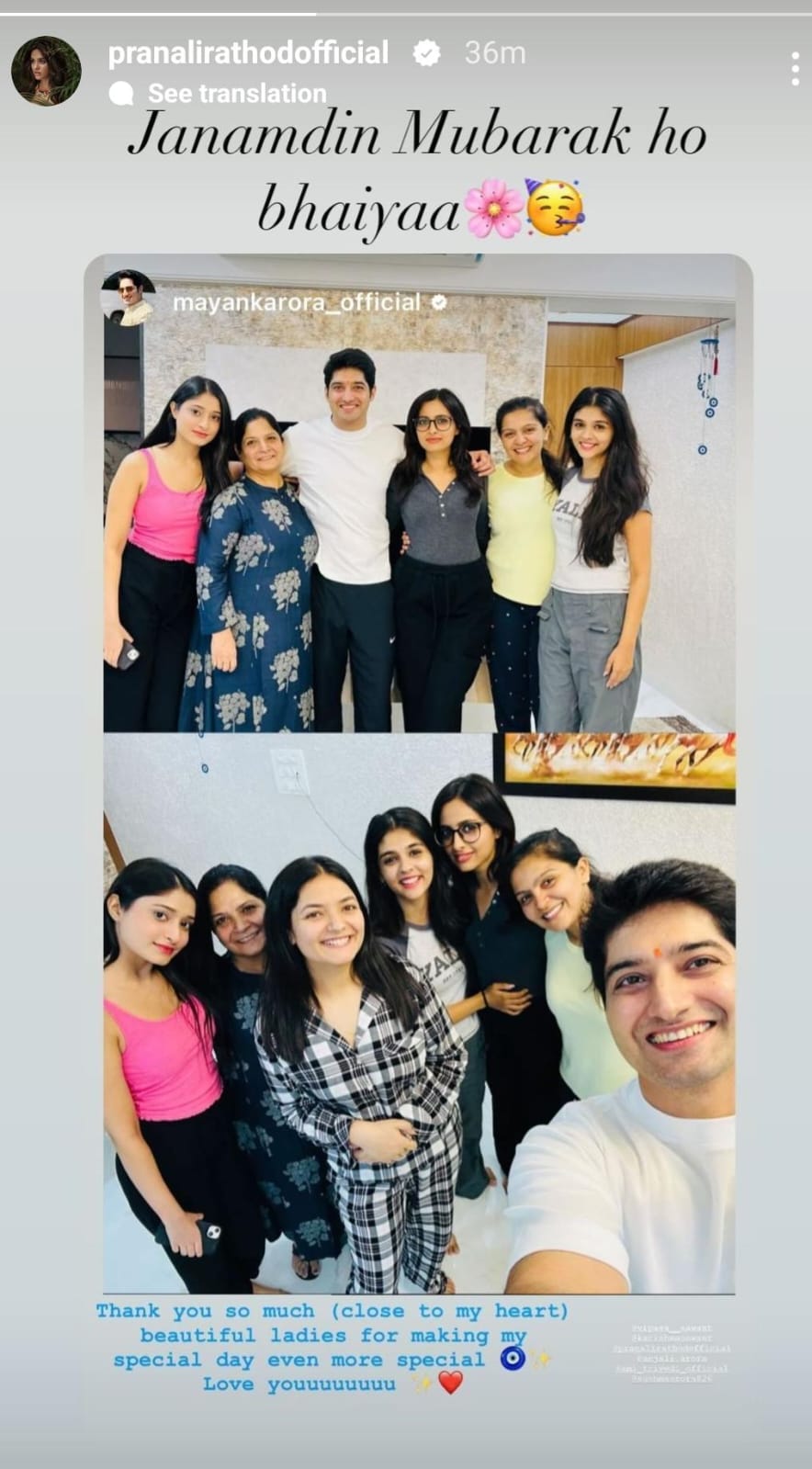 Pranali Rathod shares Mayank Arora's Instagram story