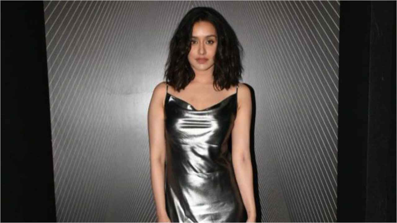 Shraddha Kapoor looks oh-so-hot in a silver cowl neck satin slip dress (PC: Viral Bhayani)