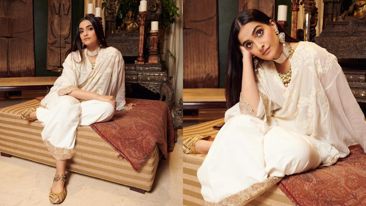 Bollywood Actress Inspired Kurta Ideas for Republic Day/ 26 January, Sonam Kapoor's white kaftan kurta