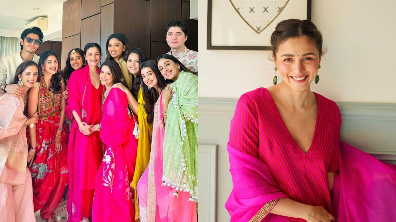 Alia Bhatt in pink kurta set full look