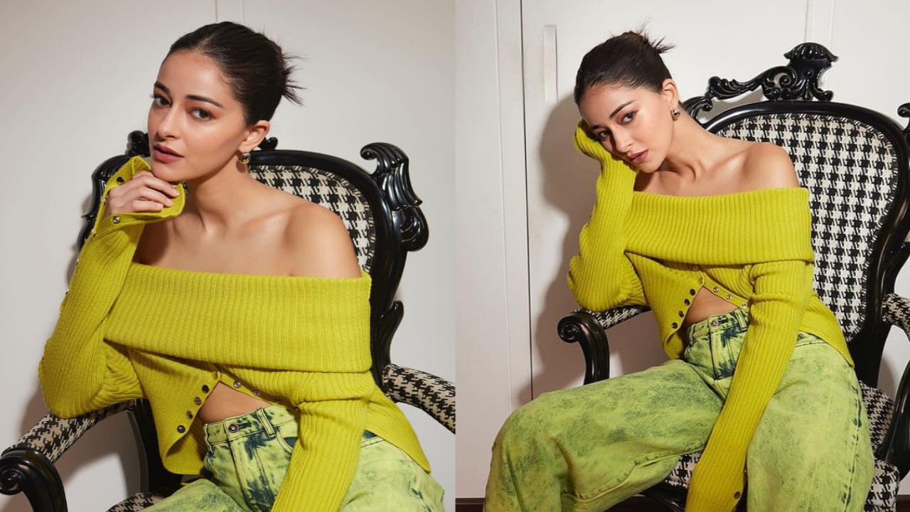 Ananya Panday Spots a lime green knit top and acid wash denims: The perfect Look go-to street style