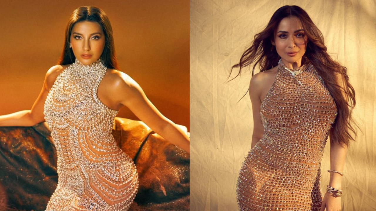 Fashion Face-Off: Malaika Arora vs Nora Fatehi; Who wore sheer embellished bodycon dress better?