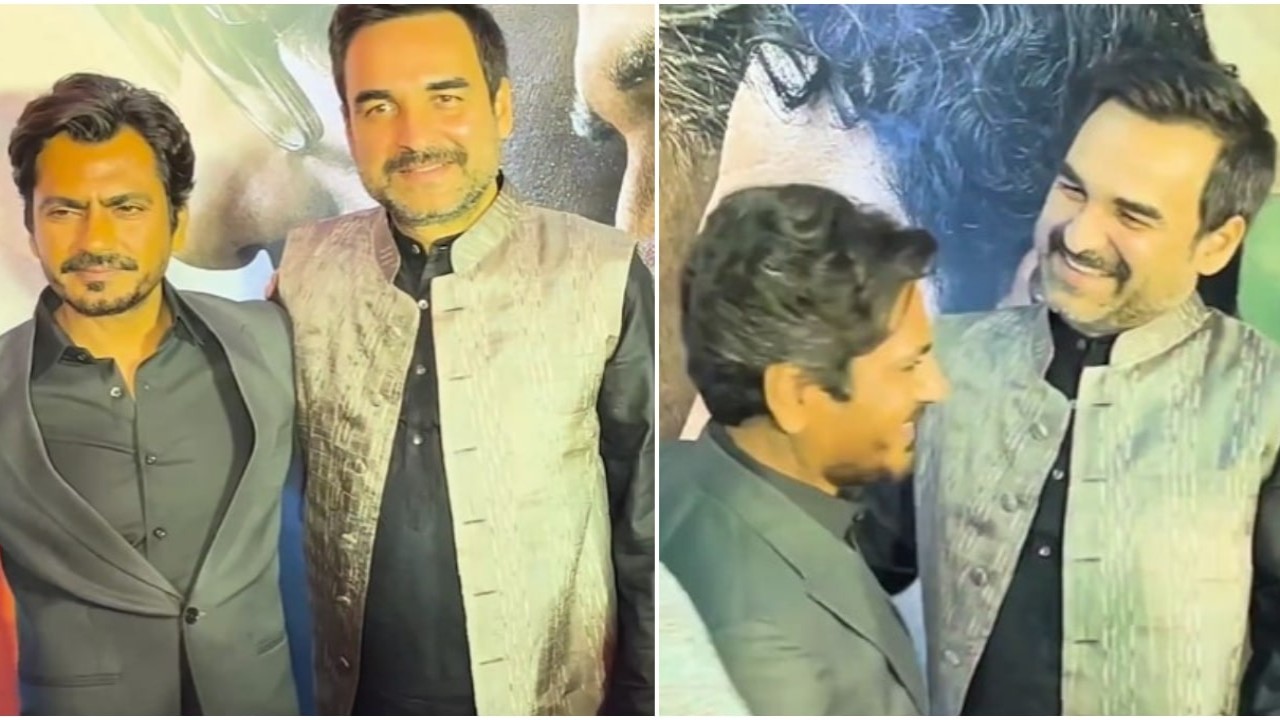 WATCH: Pankaj Tripathi, Nawazuddin Siddiqui exchange warm hug and pose together at Main Atal Hoon screening