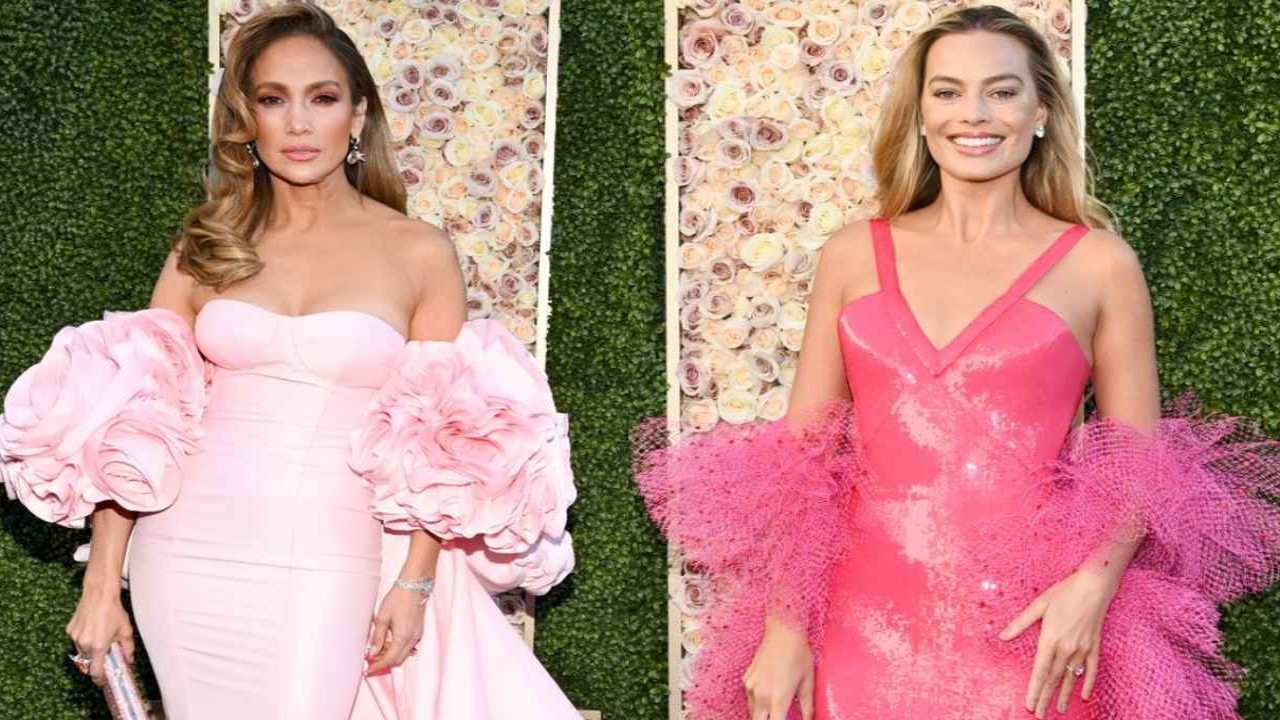 Golden Globes 2024 Red Carpet: Margot Robbie recreates 1977 Barbie dress; Jennifer Lopez arrives in pink rose gown